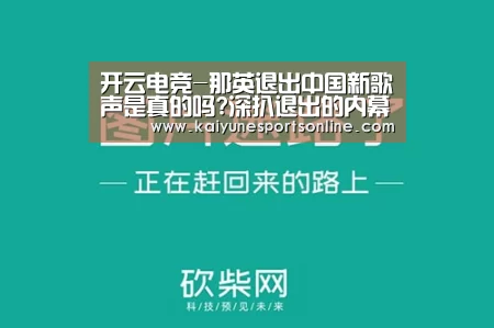 开云电竞-那英退出中国新歌声是真的吗?深扒退出的内幕原因(图4) 开云电竞官网